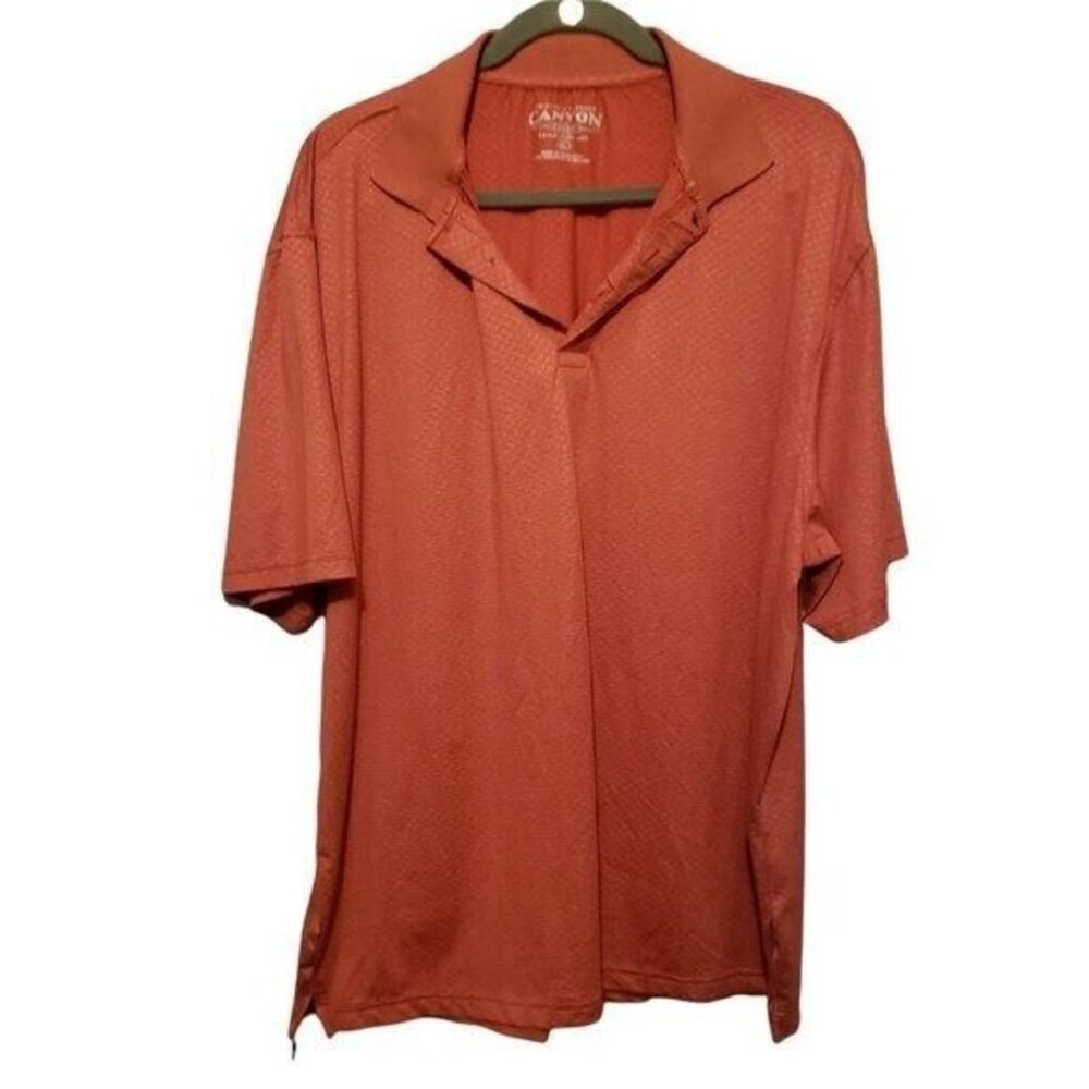 Canyon Mens Sz XL Red  Geometric Short Sleeve Polo Shirt